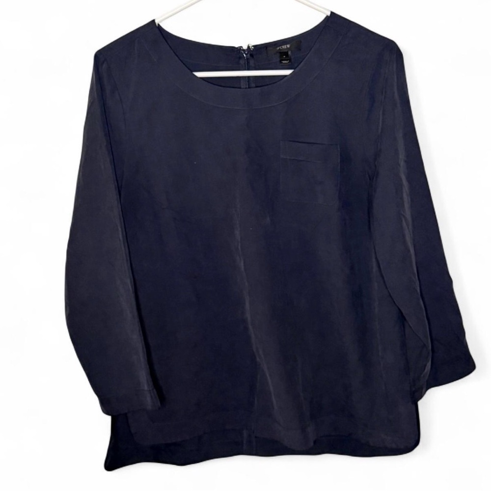 J. Crew 100% Silk Navy Blue Women's Top